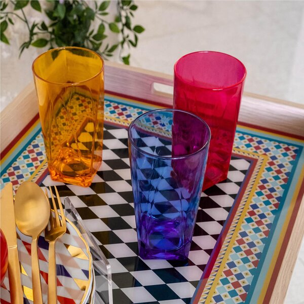 Pliant in cristallo acrilico pieghevole con vassoio in legno FOULARD DECOR dimensioni 57,5x41xh59,5 cm - 15 mm spessore plexiglas trasparente