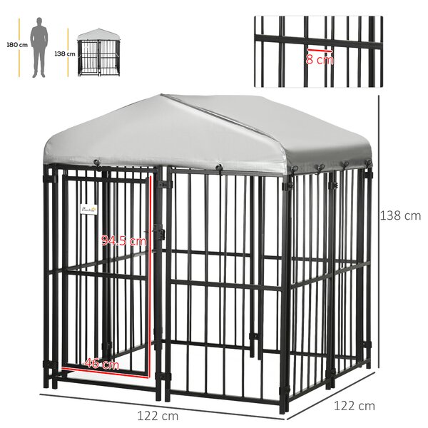 PawHut Kennel Recinto per Cani Taglia Piccola e Media, Galline e Anatre con Tettuccio, 122x122x138cm|Aosom