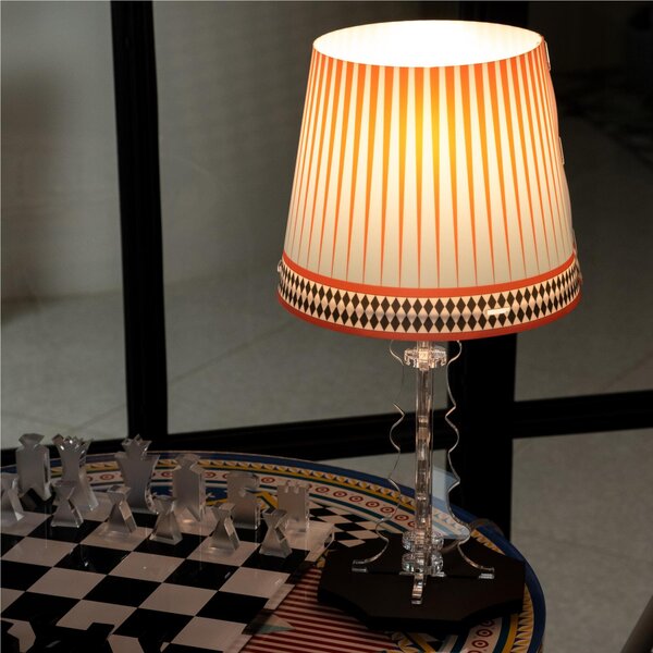 Lampada da Tavolo Abat Jour Piccola h 35 cm in cristallo Acrilico Brighella 18,5x18,8xh 35 cm decoro FOULARD