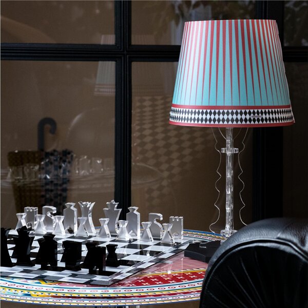 Lampada da Tavolo Abat Jour Piccola h 35 cm in cristallo Acrilico Brighella 18,5x18,8xh 35 cm decoro FOULARD
