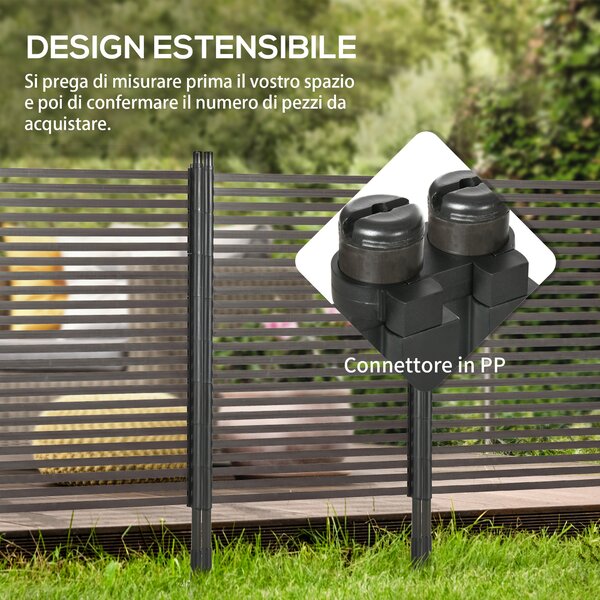 Outsunny Recinzione Divisorio da Giardino Modulabile Autoportante in Acciaio, 93x22x150 cm, Marrone