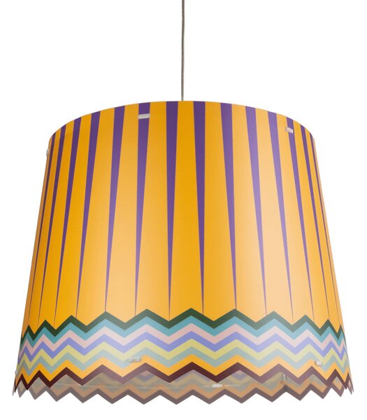 Lampada a sospensione con cappello in polipropilene stampato BRIGHELLA diametro 48x h36 cm interno prismatico decoro RAINBOW