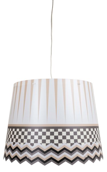 Lampada a sospensione con cappello in polipropilene stampato BRIGHELLA diametro 48x h36 cm interno prismatico decoro BASIC