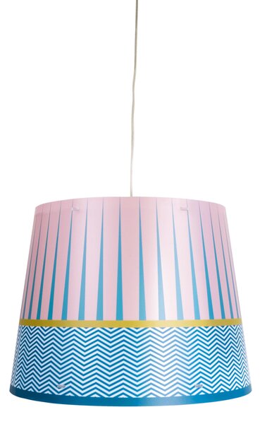 Lampada a sospensione con cappello in polipropilene stampato BRIGHELLA diametro 48x h36 cm interno prismatico decoro MODERN