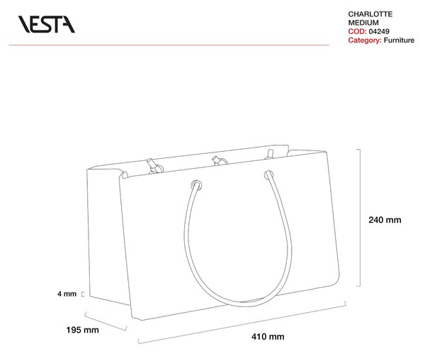 Portariviste, Shop Bag contenitore porta oggetti in plexiglas Decoro MODERN 37x54x h37 cm colore multicolor manici ecopelle