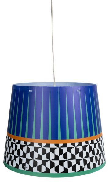Lampada a sospensione con cappello in polipropilene stampato BRIGHELLA diametro 48x h36 cm interno prismatico decoro ETHNIC