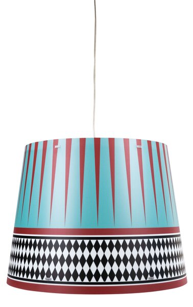 Lampada a sospensione con cappello in polipropilene stampato BRIGHELLA diametro 48x h36 cm interno prismatico decoro FOULARD