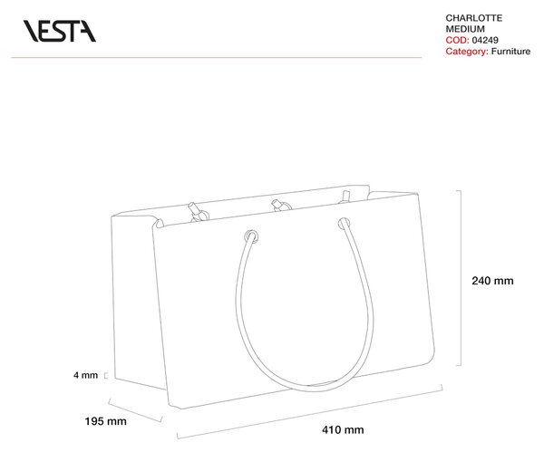 Portariviste, Shop Bag contenitore porta oggetti in plexiglas SMALL Decoro ETHNIC 20x14x h12 cm colore multicolor manici ecopelle