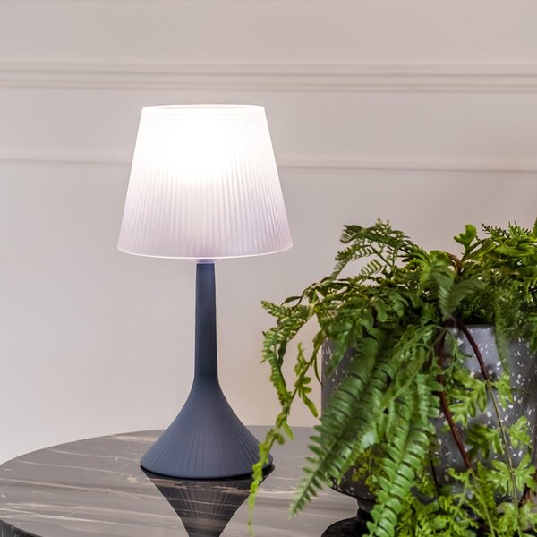 Lampada da Tavolo in Cristallo acrilico DUSE Diametro 16x h32 cm in cristallo Acrilico Colore Ottanio satinato