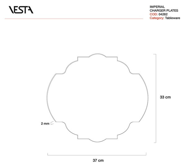 Sottopiatti Modello Imperiale set 2 Pezzi in cristallo acrilico MODERN DECOR 37x33 spessore 2 mm cristallo acrilico colore Nero