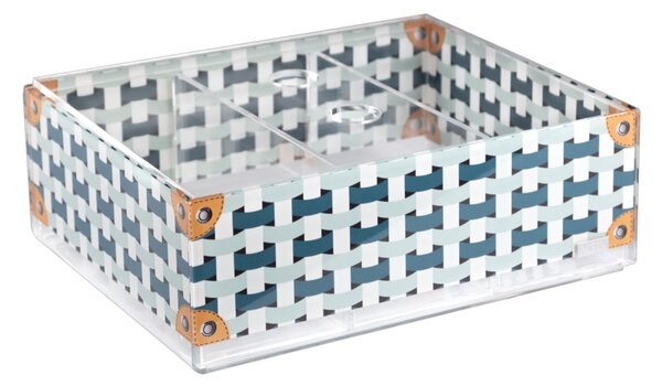 Scatola Portacialde in plexiglass con coperchio e 3 divisori ONLY TEA 20x16xh7 cm Celeste