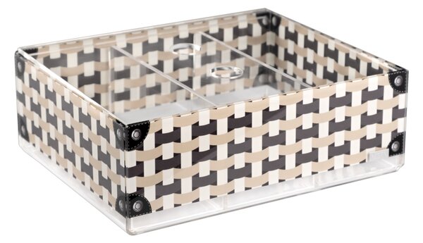 Scatola Portacialde in plexiglass con coperchio e 3 divisori ONLY TEA 20x16xh7 cm decoro basic