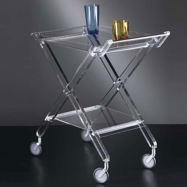 Carrello portavivande pieghevole 69x40.5xh73 cm AURELIO in plexiglas trasparente peso 6,4 kg, spessore 20 mm