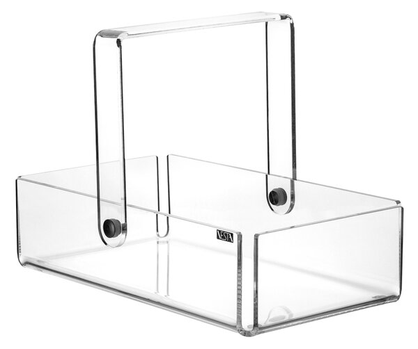 Vassoietto con manico like water trasparente incolore, dimensioni 15x25xH605 cm, peso 8 kg, spessore 4 mm
