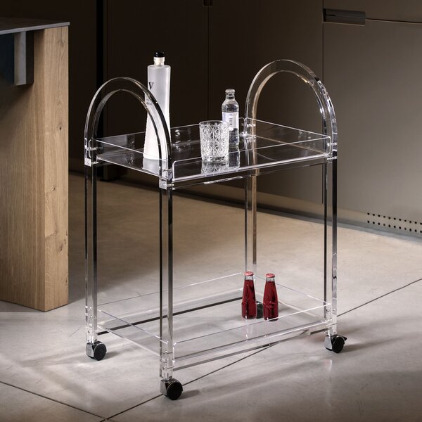 Carrello portavivande in Plexi trasparente LIKE WATER con ruote piroettanti 63x44xh86 cm