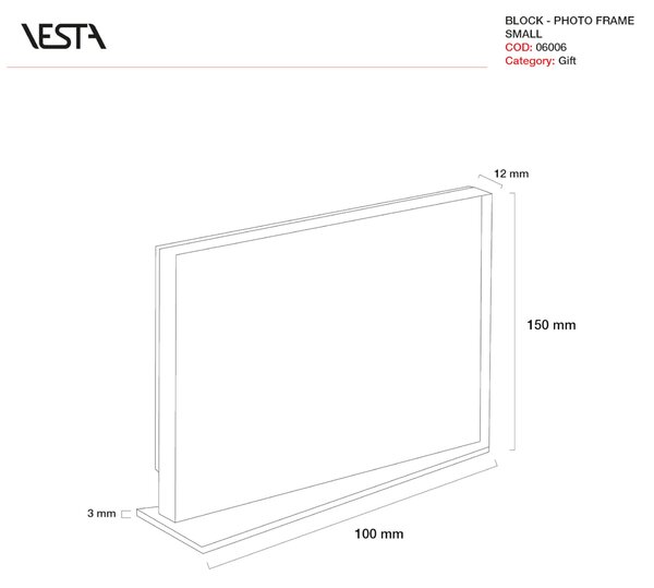Photo frame small block trasparente incolore, spessore 3-15 mm