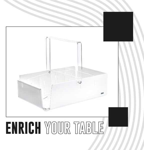 Portaposate big like water bianco monosatinato, dimensioni 21x14xH18,5 cm, peso 0,52 kg, spessore 4 mm
