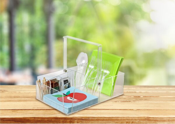 Set Party Like Water porta bicchieri, piatti , posate, tovaglioli 34x23x26h cm organizza la tavola delle feste con praticit� colore trasparente