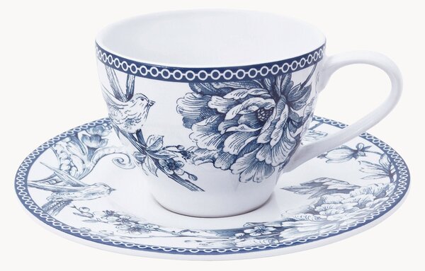 Set di 4 tazze da tè in porcellana con piattino Kensington