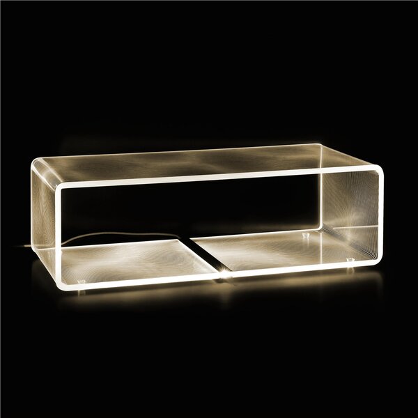 Tavolino luminoso lampada Luminosa solid extra large flots, dimensioni 37,5x37,5xH37,5 cm, spessore 10 mm disegno flot colore trasparente