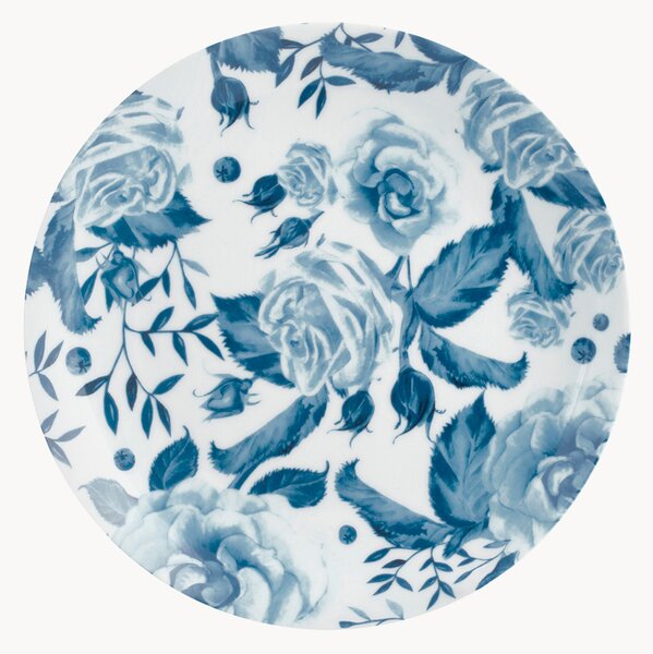 Set di 6 piatti piani in porcellana Blue Rose