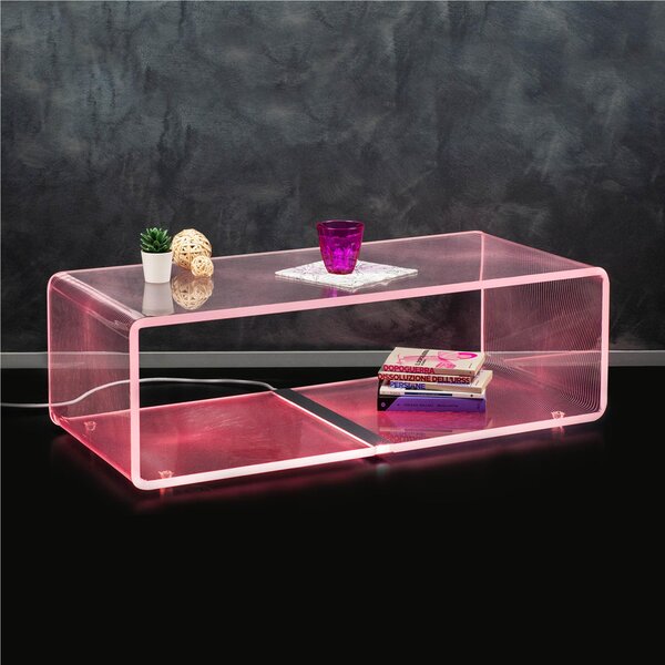 Lampada da tavolo Tavolino luminoso LED EXTRA LARGE RGB 100x45xh31 cm 15 W -6.000 K in Cristallo acrilico inciso Flots