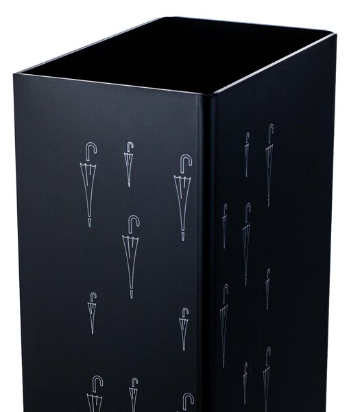 Portaombrelli Rettangolare LONDON 25,5x16xh50,5 cm in cristallo acrilico con disegni colore nero