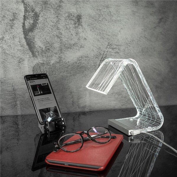 Abat-Jour Lampada da tavolo in cristallo acrilico tagliato al laser C-LED PINS 11x17xh19 cm - 1,9 W-24 V struttura in Plexi