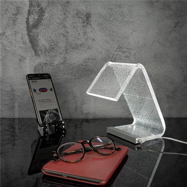 Abat-Jour Lampada da tavolo in cristallo acrilico tagliato al laser C-LED GEOMETRIC 11x17xh19 cm - 1,9 W-24 V struttura in Plexi