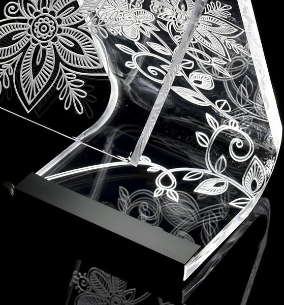 Lampada da Tavolo a Led 13,5x24x34h cm 0,25 w - 24 Volt C-LED Flowers in Plexi con decoro inciso righe