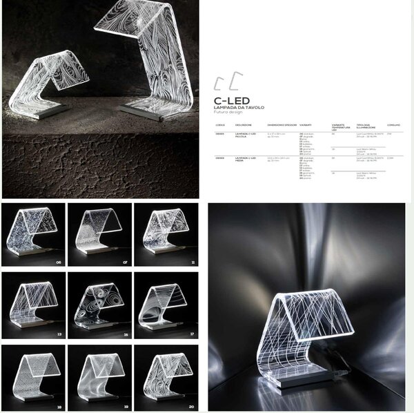 Lampada da tavolo C-LED MEDIA BUBBLES 13,5x24xh34 cm - 2,4 W-24 V struttura in Plexi