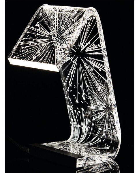 Lampada da Tavolo a Led MEDIA PINS 13,5x24x34h cm 0,25 w - 24 Volt C-LED in Plexi con decoro inciso righe