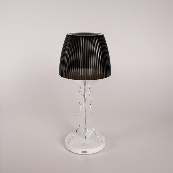 Lampada piccola MINI lady a led ricaricabile Dotata di interruttore Dimmer touch , dimensioni 14x14xH33 cm, Autonomia 8 ore spessore 6 mm nera
