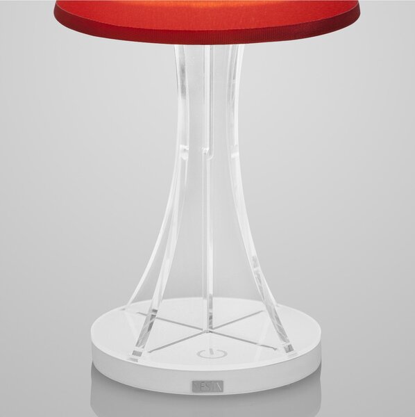 Lampada da tavolo Abat Jour a MINI SKY LED Batteria senza filo Piccola Sky Led diametro 12xh33 cm Autonomia 8 ore cappellino in cotone Rosso