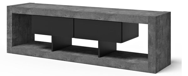 Tavolo TV grigio-nero in cemento 175x52 cm Nara - TemaHome