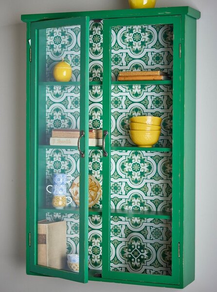 Vetrina verde in abete massiccio da appendere 81x122x22 cm Hazem – Bloomingville