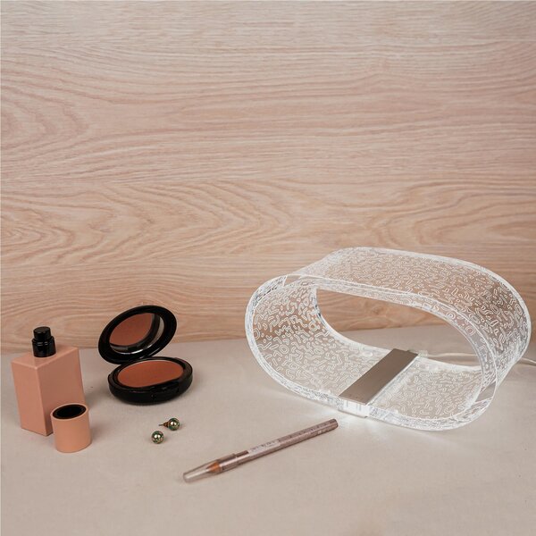 Lampada da tavolo Futura Led Piccola ABSTRACT 19,50x11xh10 cm 4 W -6.000 K in plexiglas inciso acrilico trasparente