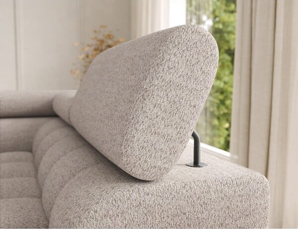 Divano angolare beige allungabile (con penisola a destra/a U) con rivestimento in bouclé Feraria – ELTAP
