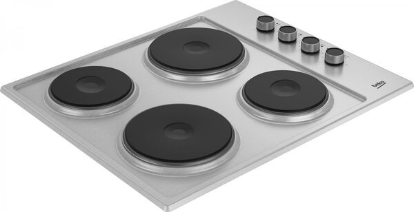 Beko Piano Cottura Elettrico da Incasso 4 Fuochi Larghezza 61 cm in Piastra Sigillata colore Inox - HIGE64100X