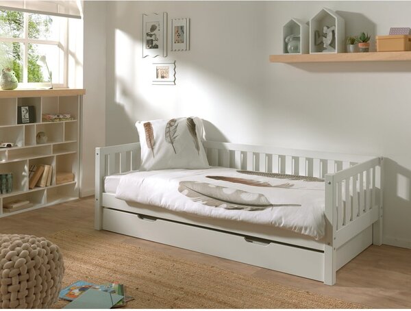 Letto da bambini estraibile bianco in pino massiccio con rete inclusa 90x200 cm Fritz – Vipack