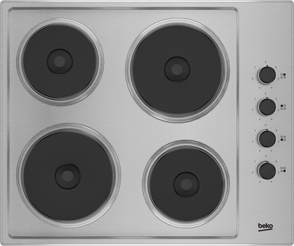 Beko Piano Cottura Elettrico da Incasso 4 Fuochi Larghezza 61 cm in Piastra Sigillata colore Inox - HIGE64100X