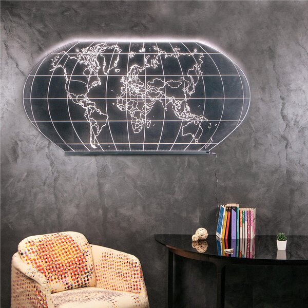 Lampada da Muro Luce calda Wall World Large Realizzata in cristallo acrilico- light cold dimensioni 200x10xH100 cm, spessore 10 mm luce calda