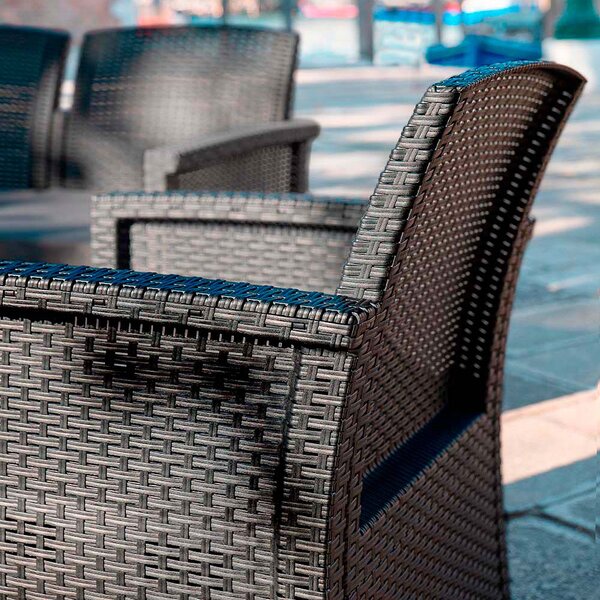 BICA Salotto da Giardino con Divano 2 Posti 2 Poltrone e Tavolino con Cuscini in Rattan PE colore Antracite - Venezia 2
