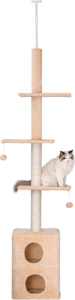 AllMyPets Tiragraffi per Gatti a Soffitto Multilivello 210-240cm con Corde in Juta Giallo - D35347YL