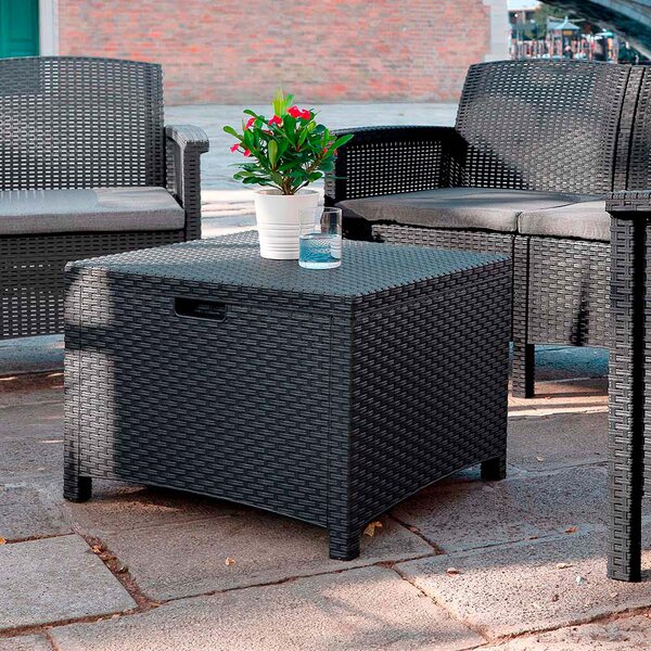 BICA Salotto da Giardino con Divano 2 Posti 2 Poltrone e Tavolino con Cuscini in Rattan PE colore Antracite - Venezia 2