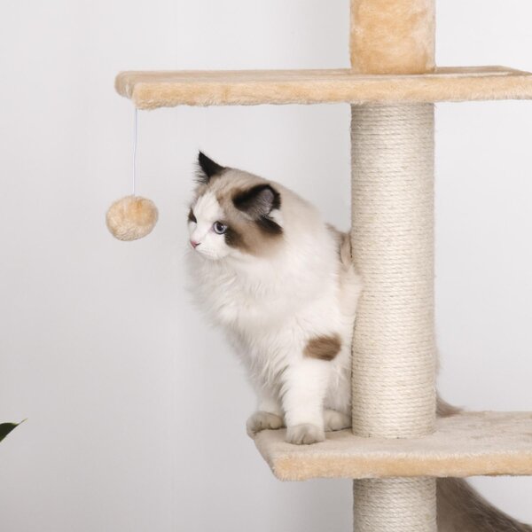 AllMyPets Tiragraffi per Gatti a Soffitto Multilivello 210-240cm con Corde in Juta Giallo - D35347YL
