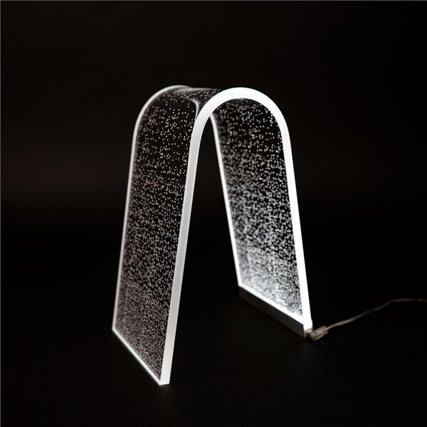Lampada da tavolo BIG ARC da tavolo Led C 19,5x13,5xh28 cm 24 Volt 2,5 W 18W/Mt- 6.000 K in plexiglas inciso acrilico trasparente luce calda