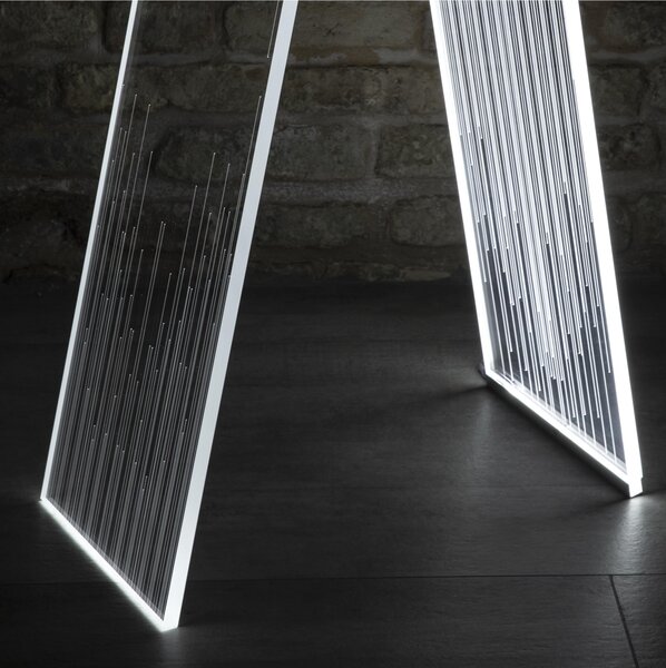 Lampada da terra in Cristallo Acrilico ARC LINE 50x25xh96 cm in Cristallo acrilico con decoro inciso LINE trasparente