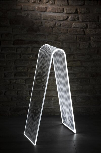 Lampada da terra in Cristallo Acrilico ARC LINE 50x25xh96 cm in Cristallo acrilico con decoro inciso LINE trasparente