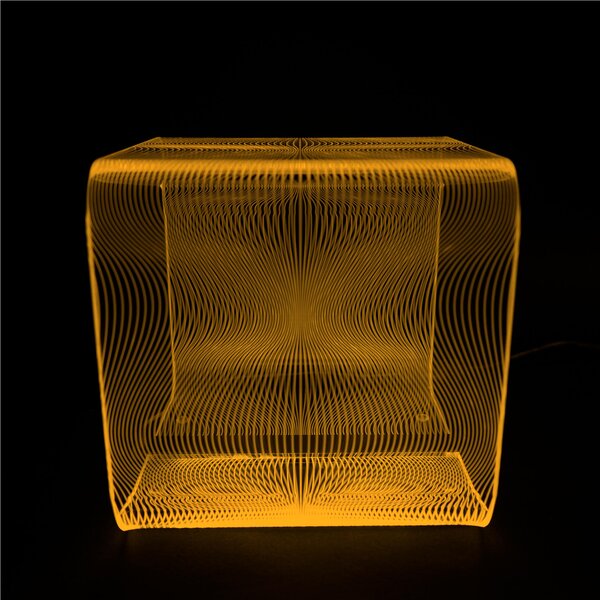 Lampada da tavolo LED MEDIUM RGB 22,5x22,5xh22,5 cm 5 W -6.000 K in Cristallo acrilico inciso onde Flots